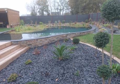 Terrasse - Piscine naturelle - Plantations